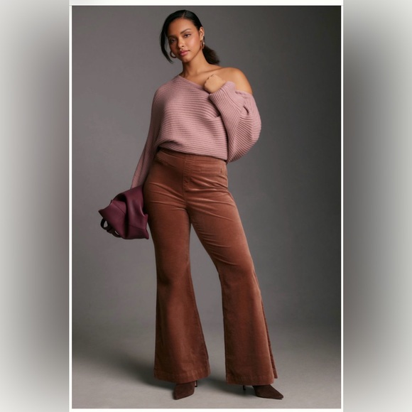 Pilcro by Anthropologie Velvet Pull-On Mid-Rise Retro Flare Jeans - Picture 4 of 8